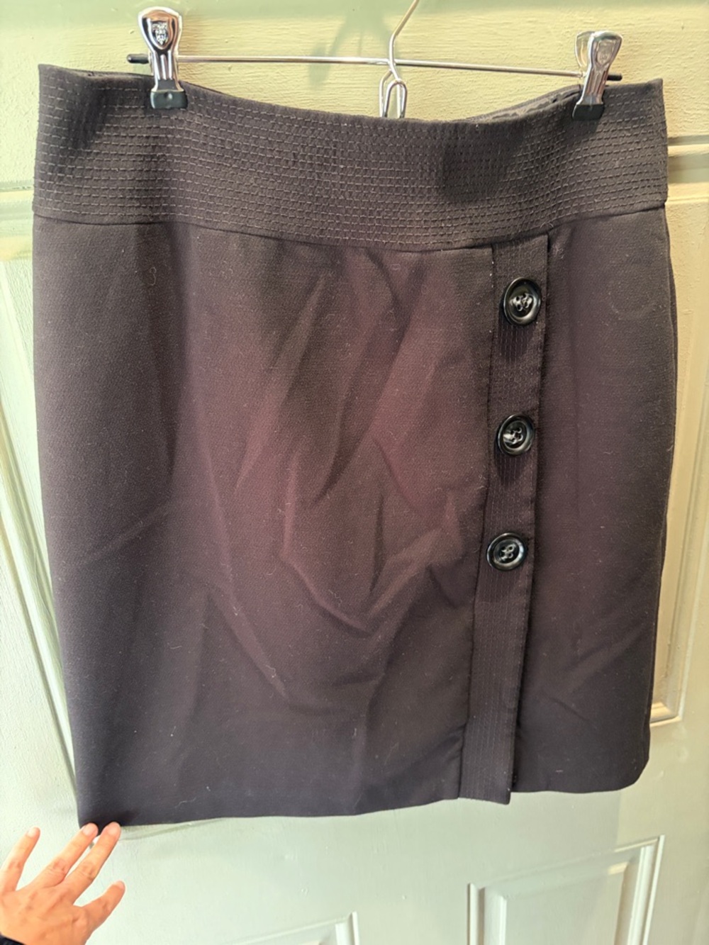 Talbots Black Pencil Skirt with Side Button Detail